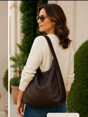 DESMO made in Italy brown, textured leather, large shoulder bag hobo